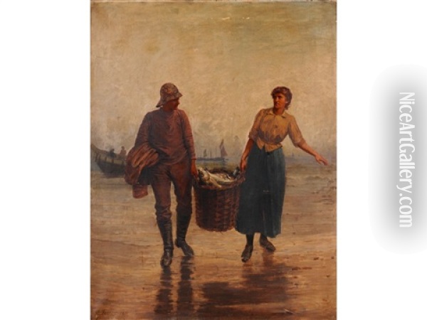 The Days Catch Oil Painting - Robert B. Farren