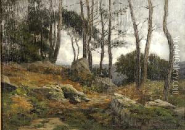 Paysage A Fontainebleau Oil Painting - Fernand Lutscher