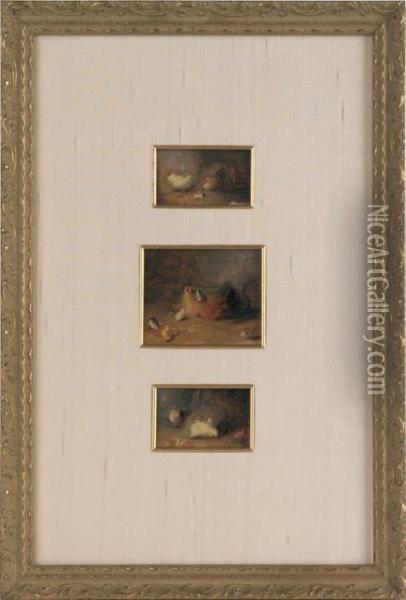 Chickens And Chicks Oil Painting - Mary Russell Smith