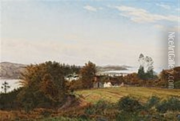 View From Svendborg With Thorseng In The Background Oil Painting - Anton Erik Christian Thorenfeld