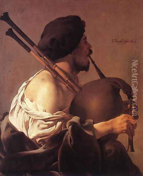 Bagpipe Player 1624 Oil Painting - Hendrick Terbrugghen
