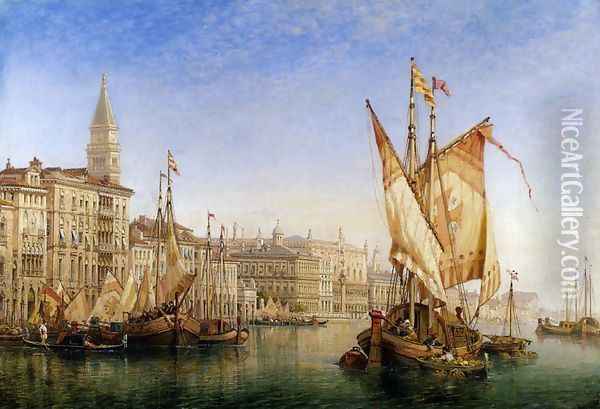 The Doge's Palace From The Entrance To The Grand Canal Oil Painting - William Wilde