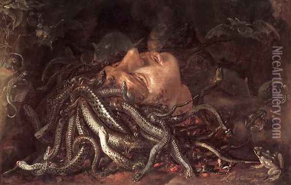 Head of Medusa (16th century) Oil Painting - Flemish Unknown Masters