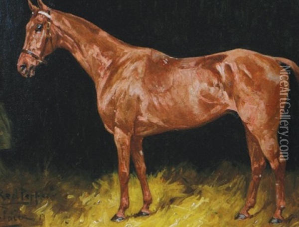 Red Pepper Chestnut Horse Oil Painting - George Paice