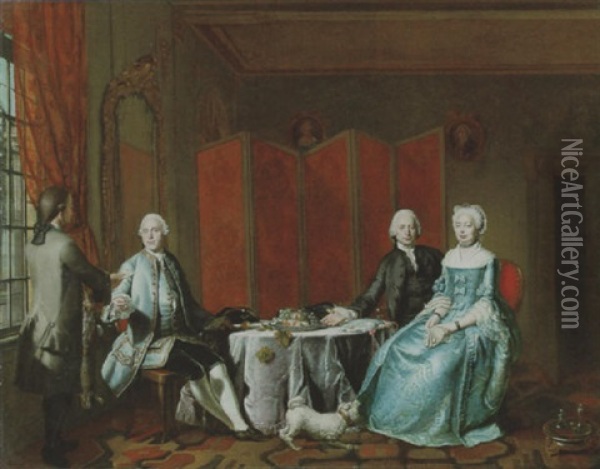 Familienportrait In Einem Interieur Oil Painting - Philip van Dyk