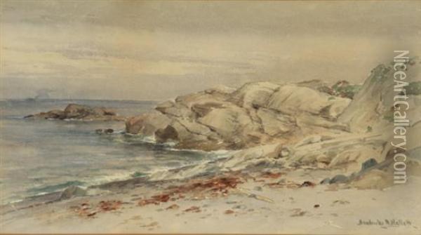 Rocky Seashore Oil Painting - Hendricks A. Hallett
