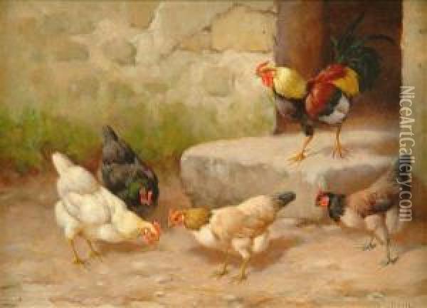 Feedingtime Oil Painting - William Baptiste Baird