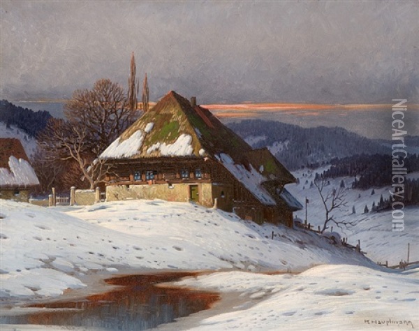 Thaw In The Black Forest Oil Painting - Karl Hauptmann