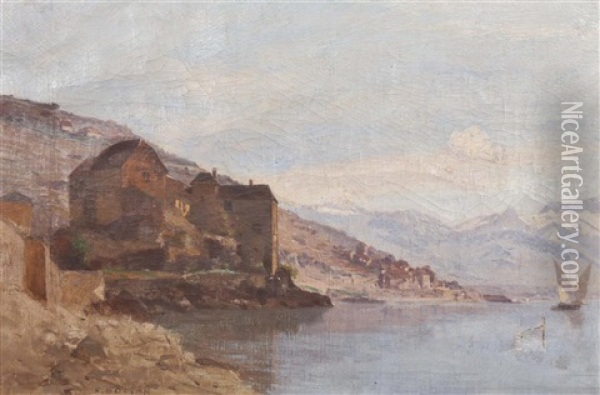 Chateau De Glerolles Et Le Lac Oil Painting - Francois-Louis-David Bocion