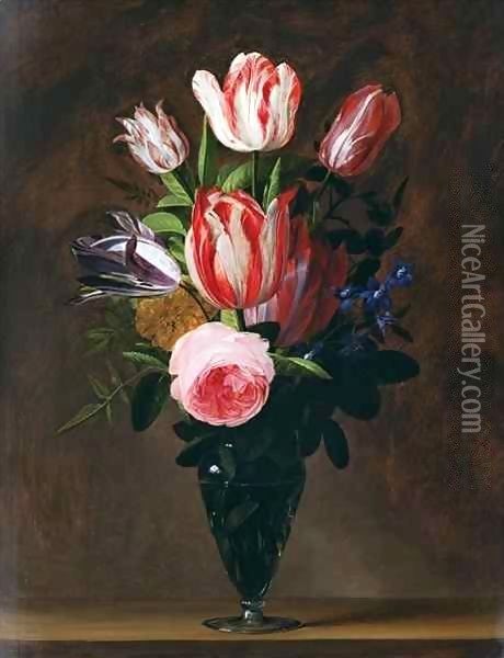 Flowers in a vase Oil Painting - Johannes Antonius van der Baren