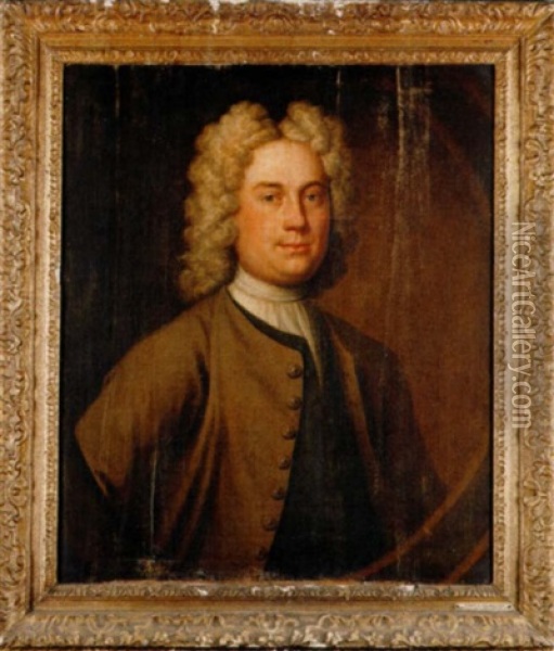 Portrait Of The 5th Thomas Pemberton In Brown Coat, White Waistcoat And Cravat Oil Painting - Thomas Hudson
