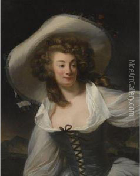 Portrait Of The Artist's Wife Marie-pierrette-antoinette Danloux Oil Painting - Henri Pierre Danloux