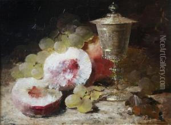 Still Life With Fruit And Beaker Oil Painting - Frans Mortelmans