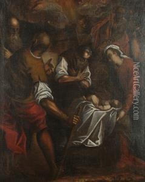 The Adoration Of The Shepherds Oil Painting - Jacopo Bassano (Jacopo da Ponte)