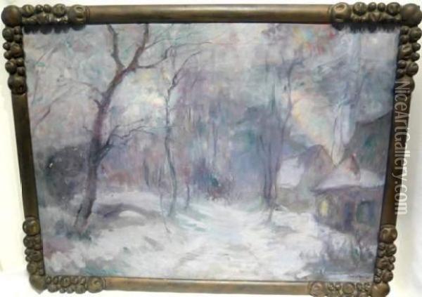 Paysage Enneige Oil Painting - Jacques Hervens