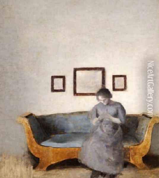 Sitting on a Sofa Oil Painting - Vilhelm Hammershoi