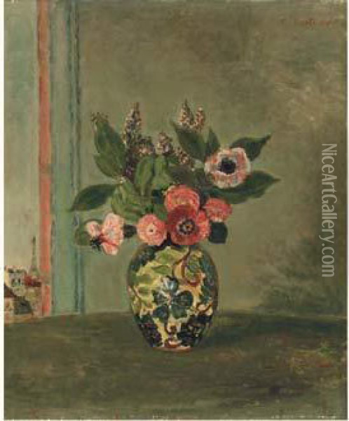 Vase De Fleurs, Paris Oil Painting - Abraham Mintchine