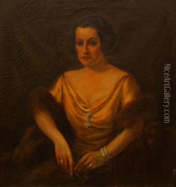 Portrait Of An Aristocratic Woman Oil Painting - James H. Cafferty