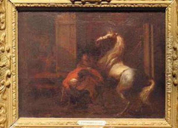 Reshoeing A Horse Oil Painting - Pieter Wouwermans or Wouwerman