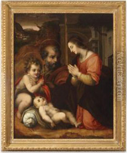 The Holy Family With The Infant St. John The Baptist Oil Painting - Andrea Del Sarto