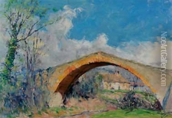 Le Pont Des Trois Sautets, Aix En Provence Oil Painting - Joseph Milon