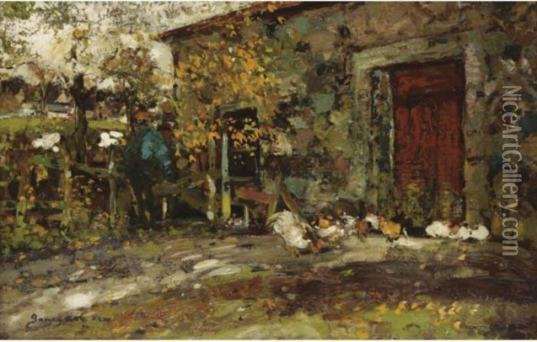 The Farmyard Oil Painting - James Kay