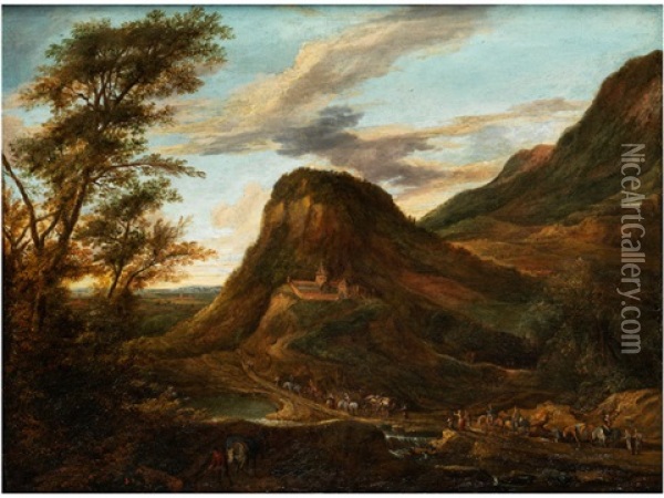 Landschaft Mit Reisenden Oil Painting - Jan Griffier the Elder