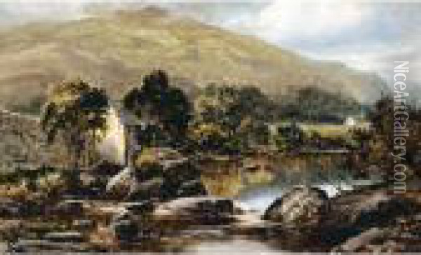 Mill On The Lledr Oil Painting - William Henry Mander