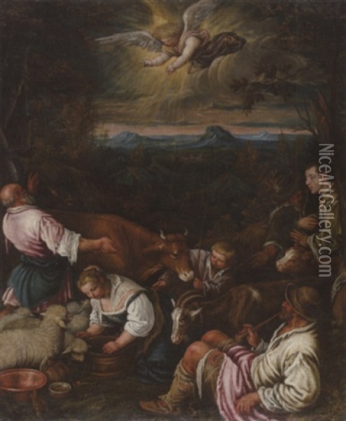 The Annunciation To The Shepherds Oil Painting - Giambattista da Ponte Bassano