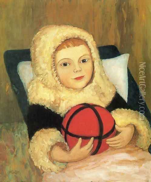 Child with Ball Oil Painting - Gabriele Munter