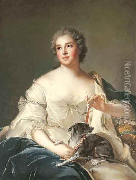 Portrait of a lady, said to be la Duchesse de Chevreuse Oil Painting - Jean-Marc Nattier