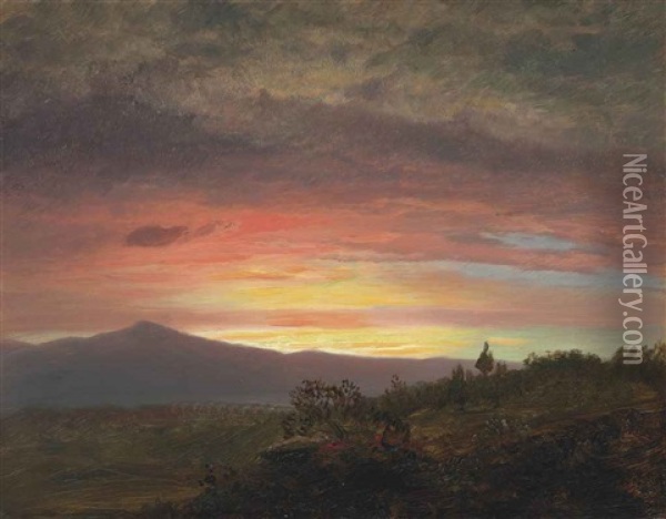 Twilight, Mount Ktaadn Oil Painting - Frederic Edwin Church