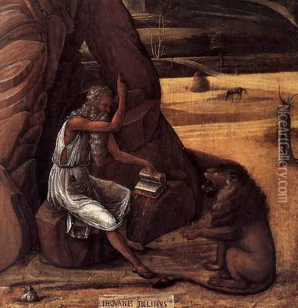 St Jerome in the Desert (detail) Oil Painting - Giovanni Bellini