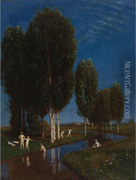 Sommertag Oil Painting - Carlo Bocklin