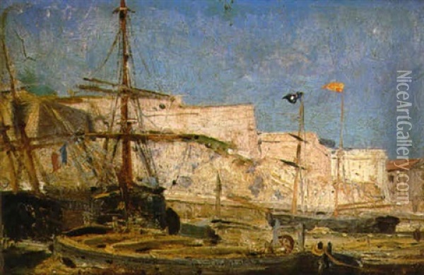 Petit Port Mediterraneen Oil Painting - Jean Baptiste Olive