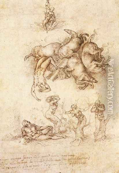 The Fall of Phaeton c. 1533 2 Oil Painting - Michelangelo Buonarroti