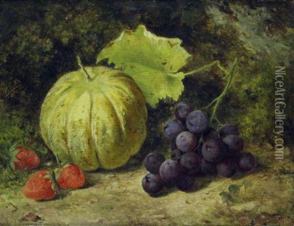 Stilleben Mit Melone, Trauben Oil Painting - Henry Chaplin