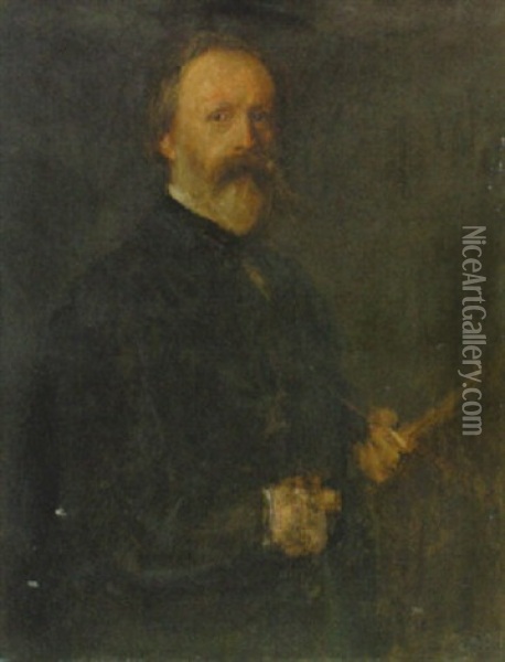 Portrat Des Badischen Hofmalers Reinhard Sebastian Zimmermann Oil Painting - Franz Seraph von Lenbach
