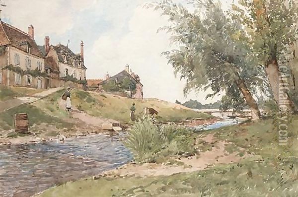 Riverside Village Oil Painting - Paul Lecomte