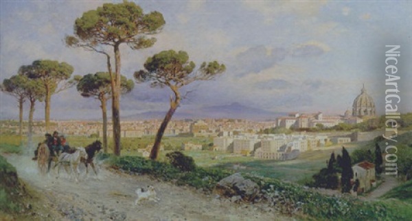 Veduta Di Roma Da Monte Mario Oil Painting - Franz Theodor Aerni