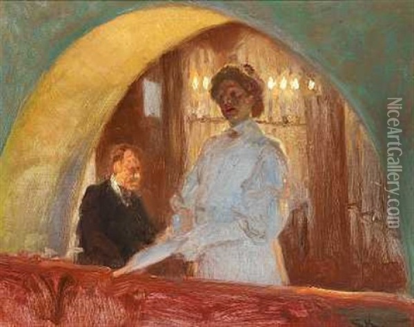 Hakon Borresen Og Fru Brodersen I Skagen Kirke Oil Painting - Peder Severin Kroyer