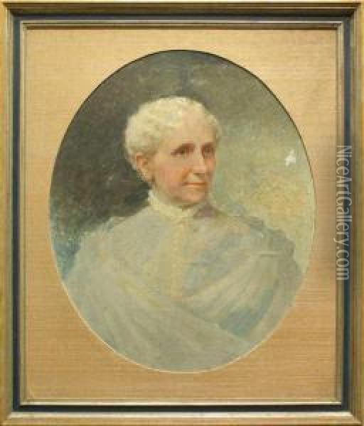 Portrait Of A Woman With White Hair Oil Painting - Henry Stanley Todd