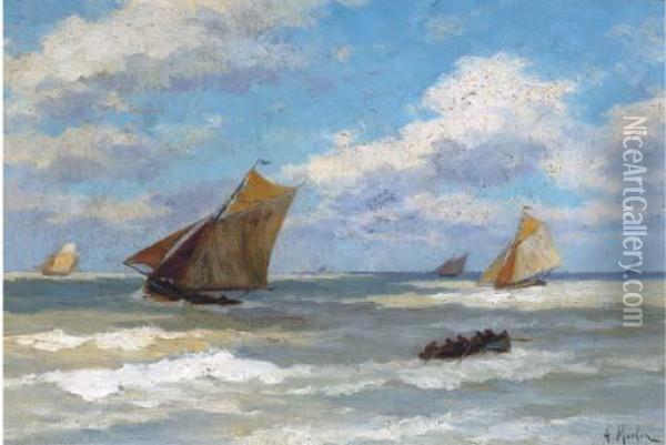 Voiliers Sur La Mer Oil Painting - Antony Paul Emile Morlon