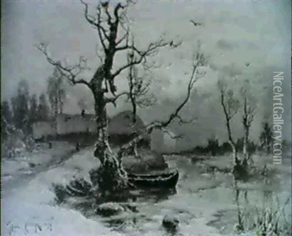 Winterabend Oil Painting - Yuliy Yulevich (Julius) Klever