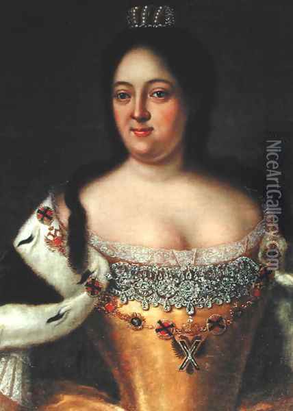Portrait of Empress Anna Ioannovna (1693-1740) Oil Painting - Johann Heinrich Wedekind