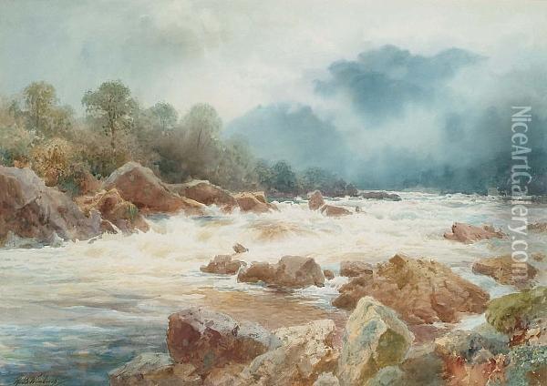 River Rapids Oil Painting - Henry B. Wimbush