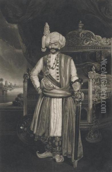 Hyder Ali Of Mysore Oil Painting - Samuel William I Reynolds