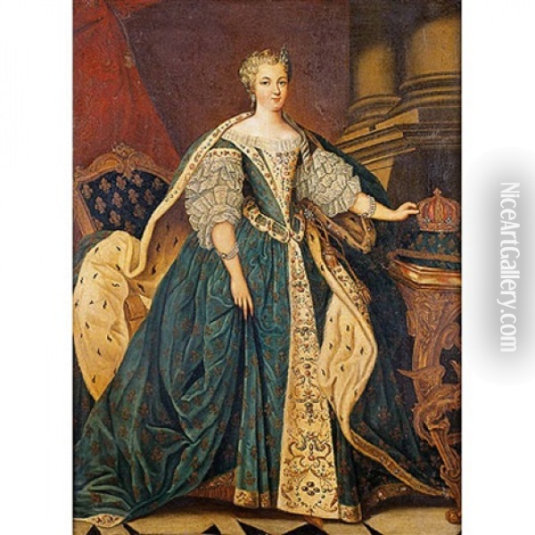 Retrato De Marie Leszczynska, Reina De Francia Oil Painting - Louis Michel van Loo