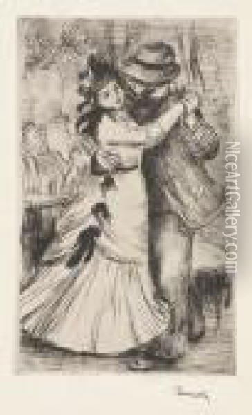 La Danse A La Campagne. Oil Painting - Pierre Auguste Renoir