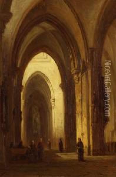 Kircheninterieur Oil Painting - Pierre-Henri-Theodore Tetar van Elven